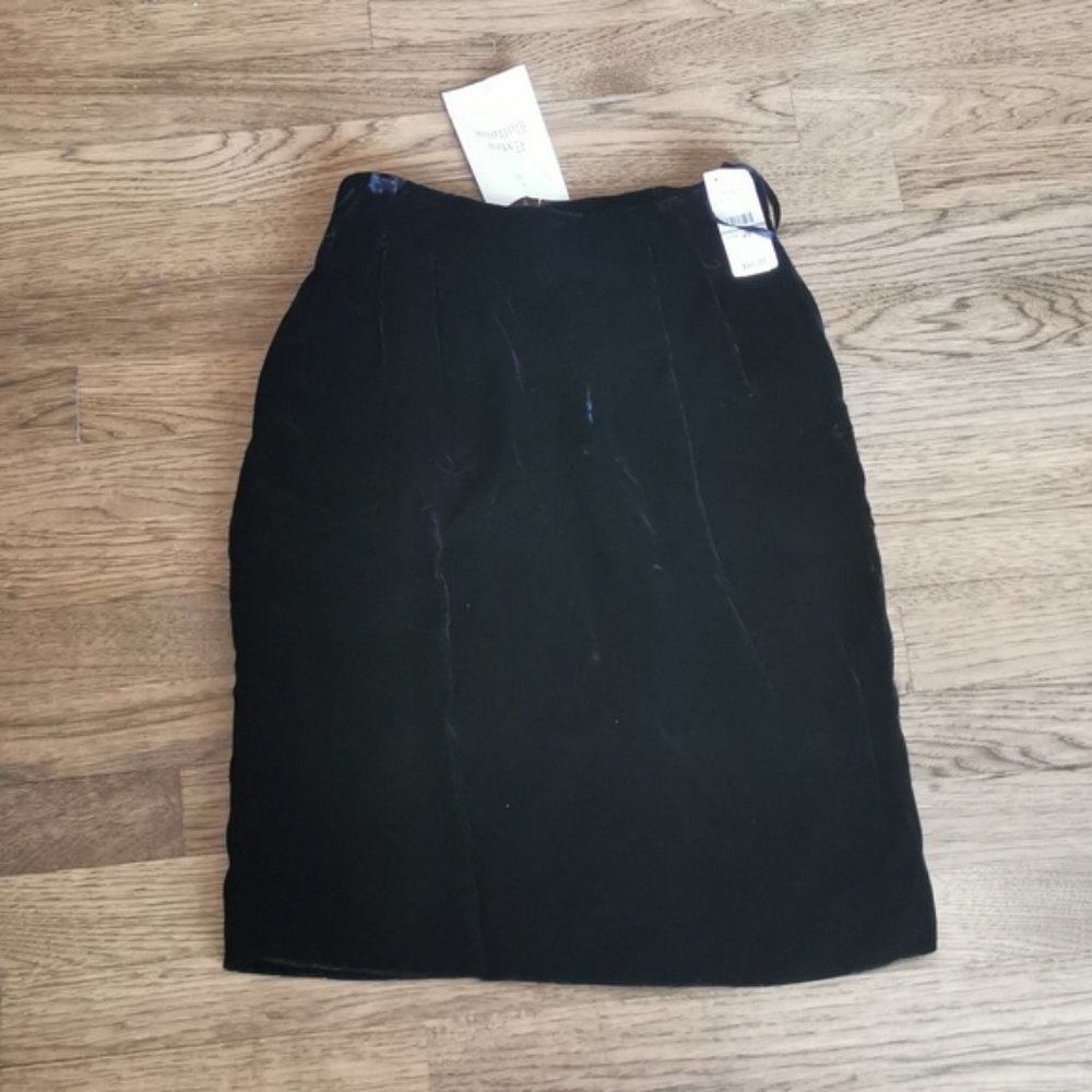 Vintage Black Velvet Pencil Skirt 2 New With Tags
